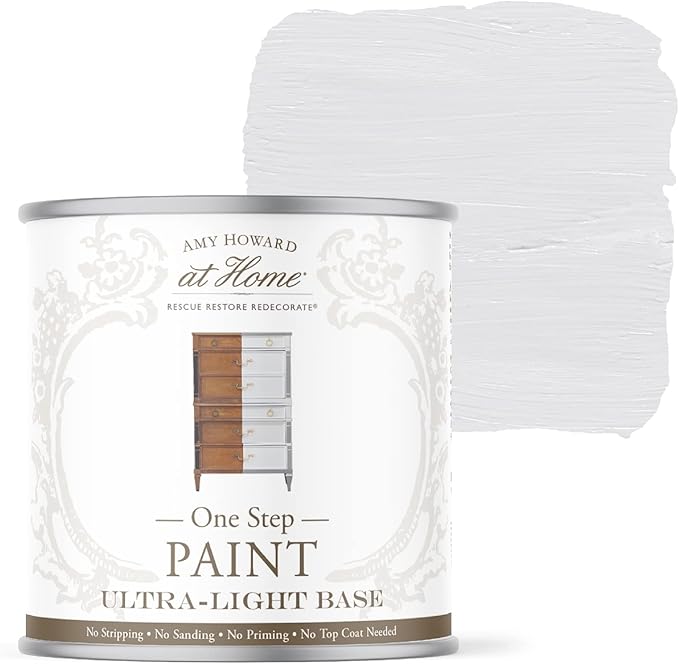 AMY HOWARD AT HOME Chalk-Based One Step Paint for Furniture, Cabinetry, Decor, Finish, and More | No Stripping, Sanding, or Priming | Ultra-Light Base | 32 Ounce | Metropolitan Grey