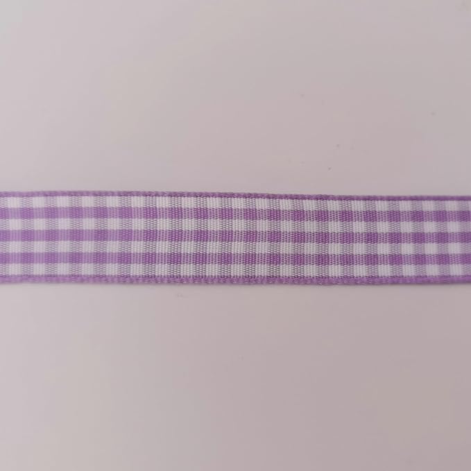 Purple Gingham Plaid Checked Ribbon 25 Yards Each Roll 100% Polyester (5/8",Purple)