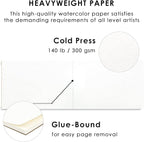 Grabie Watercolor Paper Pad, 100% Cotton, 15 Sheets, B5 (10.1 x 7.4), 140lb (300gsm), Glue Bound, Acid-Free Cold Pressed Watercolor Paper, Art Supplies for Watercolor Techniques (B5)