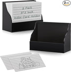 2 Pack Black Index Card Holder 3 X 5 Note Card Organizer Acrylic Index Card Box Flash Card Storage Box Postcard Display Stand Business Card Holder Desktop for Business Office(No Card)