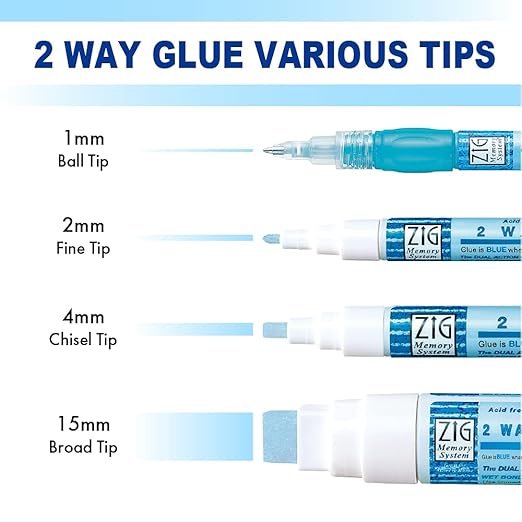 Zig Kuretake 2 Way Glue Stick Pen, Board Tip,15mm Tip, AP-Certified, Made in Japan