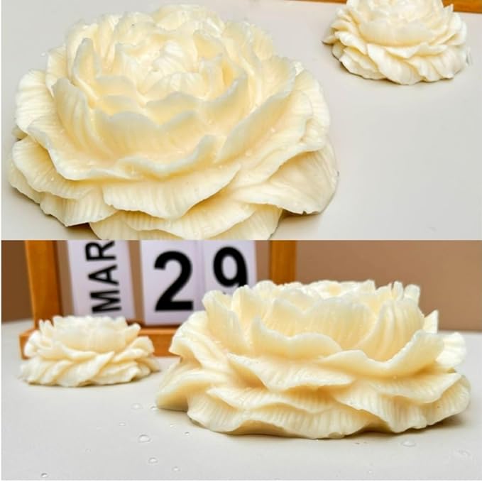 3.5 Inch Peony Silicone Mold, Flower Candle Molds, Soap Soy Wax DIY Handcraft Accessory, Epoxy Resin Mold for Party Home Wedding Decoration