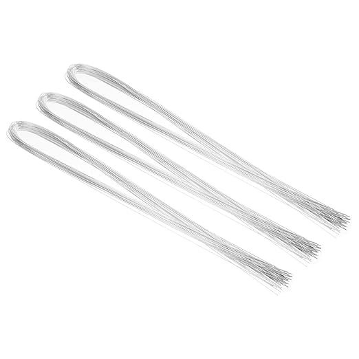 PATIKIL 32 Inch 22 Gauge Floral Stem Wire, 3 Pack/120 Pieces Bouquet Stem Paper Wrapped for DIY Crafts Flower Arrangements, Silver Tone
