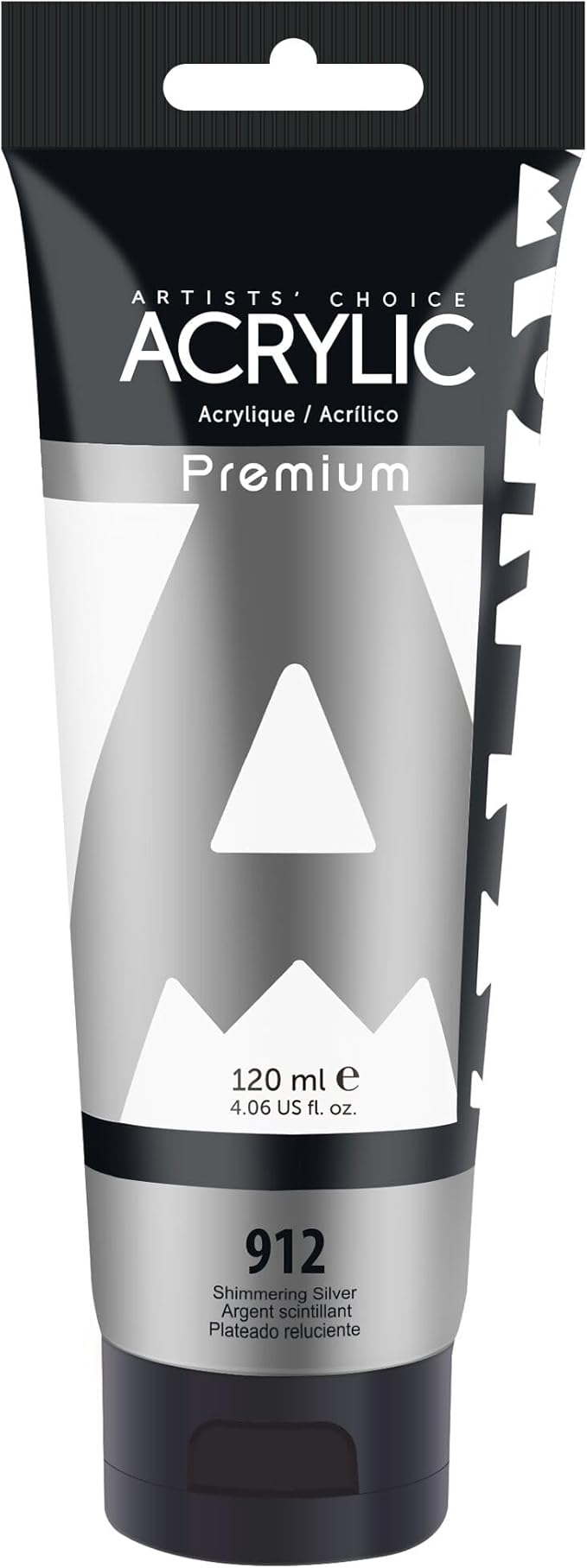 AUREUO Shimmering Silver Acrylic Paint, 4 Fl Oz / 120ml Single Tube, Rich Pigment Art Craft Paints for Canvas, Rocks, Wood, Ceramic, Fabric - Art Supplies for Beginners, Professionals, Artists