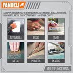 Fandeli | Multi-Purpose Sandpaper | 100 Grit | 75 Sheets of 9'' x 11'' | Ideal for Sanding Metal, Untreated Wood and Painted Surfaces | Sandpaper Sheets.