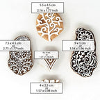 Floral Design Wooden Stamp Block for Printing - Handcarved Printing Stamps for Scrapbooking/Fabric Textile/Clay/Pottery Craft/Tattoo (Set of 5) Hashcart®