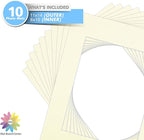 Mat Board Center, Pack of 10, 11x14 for 8x10 Ivory Color Mats - Bevel Cut, Acid Free, 4-ply Thickness, White Core - for Pictures, Photos, Framing