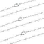 Wholesale 12 PCS Silver Plated Solid Brass Fine Flat Cable Chains Bulk for Jewelry Making 18-30 inches (24 Inch(2MM))