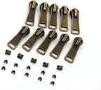 #5 Antique Brass Metal Zippers by The Yard Bulk 2 Yards Black Tape with 10 pcs Sliders Handmade Zipper for Sewing Craft Bag Backpack, Wallets, Purses Leekayer