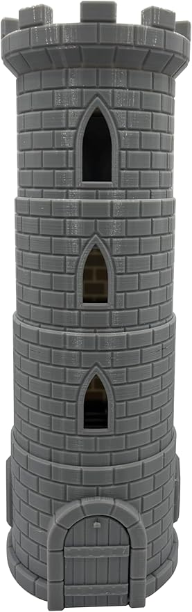 HAUTICO Collapsing Dice Tower and Little Town Houses Scene, Terrain Scenery for 20-28mm Miniatures Wargame, D&D Table Top Game Paintable (Tower Only Edition)