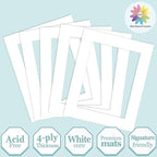 MBC Mat Board Center, 5 Pack 8x10 for 6x8 White Picture Mats Frame Mattes, Bevel Cut, Acid Free, 4-ply Thickness