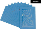 5x7 Mat for 8.5x11 Frame - Precut Mat Board Acid-Free Show Kit with Backing Board, and Clear Bags Bay Blue 5x7 Photo Matte Made to Fit a 8.5x11 Picture Frame Matboard for Framing, Pack of 100 Mats