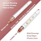 Guangna 12 Red Brown Dual Tip Acrylic Paint Markers, Brush Tip & Chisel Tip Acrylic Paint Pens for Rock, Wood, Glass, Paper, Coloring Book, Ceramic, Canvas, Water-Based Ink