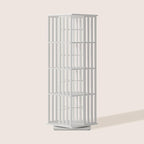 XIMN 360° Rotating Bamboo CD/DVD Shelf - 6-Tier Space-Saving Media Storage Cabinet for Movies, Organizer with Super Compact Design (White, 4 Tier)