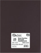 PA Paper Accents Stash Builder Cardstock 8.5" x 11" Chocolate Brown, 65lb colored cardstock paper for card making, scrapbooking, printing, quilling and crafts, 25 piece pack