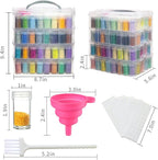 Douorgan 4-Tier Diamond Painting Storage Containers Portable Bead Organizer and Storage Box Stackable Arts & Crafts Organizers for Nail Charms Seed, 176 Round, Funnel, Stickers