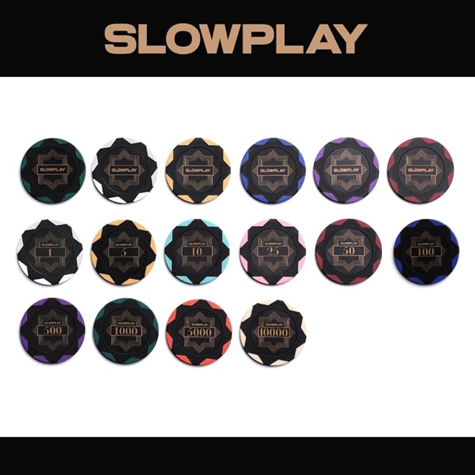 SLOWPLAY Nash Clay Poker Chips, 14 Grams Heavyweight Clay Composite, 40mm Large Chips in Bulk, Pack of 50 in Purple Without Denomination