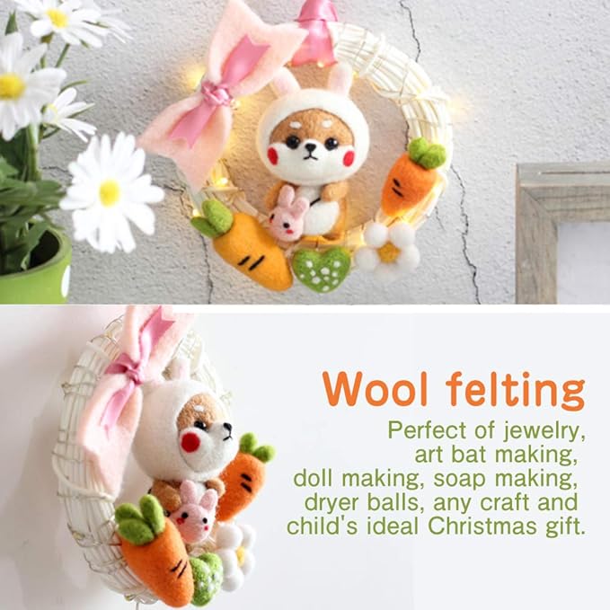 3.53oz Wool Roving Needle Felting Wool Pure Wool, Chunky Yarn, Spinning Wool Roving for Needle Felting Wet Felting DIY Hand Spinning (Meat Pink)