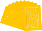 Pack of TEN 8x10 Mats Bevel Cut for 6x8 Photos - Acid Free Golden Orange Precut Matboards For Pictures, Photos, Framing - 4-ply Thickness