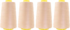 Mandala Crafts 4 Pack of Serger Threads Cones Spools - 40S/2 24000 Yards Polyester Nude Threads for Sergers Machine and Overlock Quilting Sewing Machine