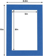 5.5x8.5 Mat for 8.5x11 Frame - Precut Mat Board Acid-Free Royal Blue 5.5x8.5 Photo Matte For a 8.5x11 Picture Frame, Premium Matboard for Family Photos, Show Kits, Art, Picture Framing, Pack of 1 Mat