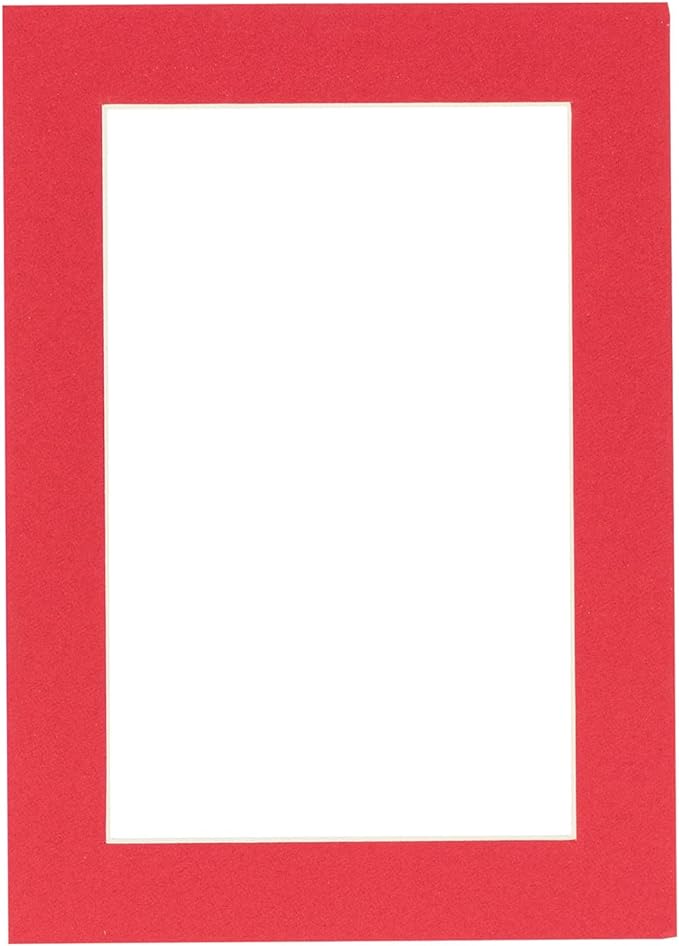Poster Palooza 8x10 Mat Bevel Cut for 6x8 Photos - Acid Free Cardinal Red Precut Matboard - for Pictures, Photos, Framing - 4-ply Thickness