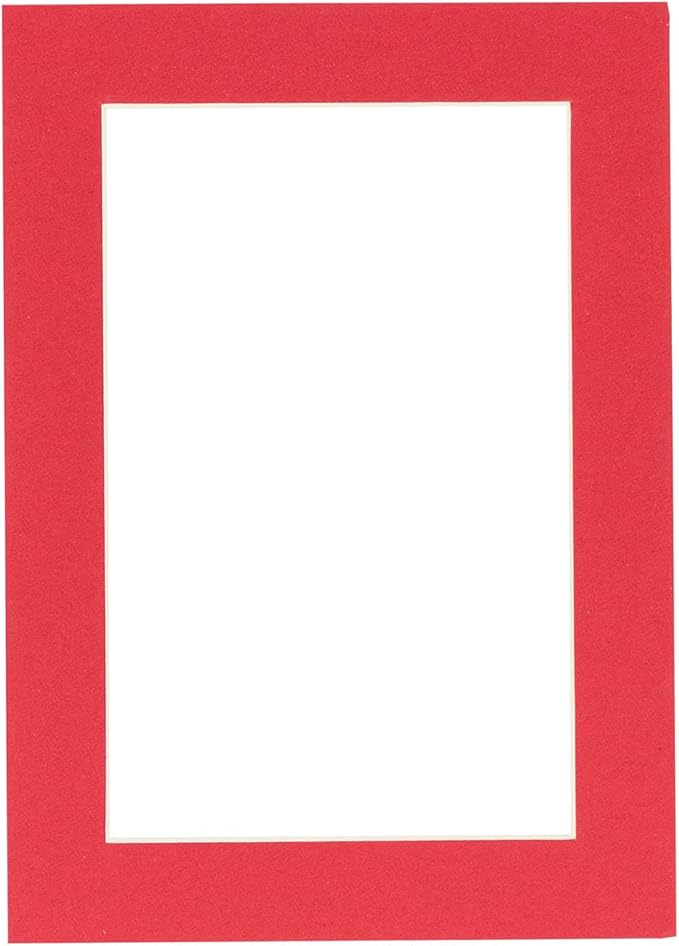 8x10 Mat Bevel Cut for 5x8 Photos - Acid Free Cardinal Red Precut Matboard With Backing Board and Crystal Clear, Self Seal Photo Mat Bag - For Pictures, Photos, Framing - 4-ply Thickness