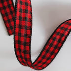 Red and Black Gingham Plaid Checked Ribbon 25 Yards Each Roll 100% Polyester (3/8",BlackRed)