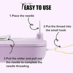 Needle Threaders, 2 in 1 Plug-in Needle Threader Seam Ripper Tool, Automatic Stretchable Seam Rippers for Sewing, Hand Quilling Supplies,Embroidery Stitch Removal (Purple/Yellow)