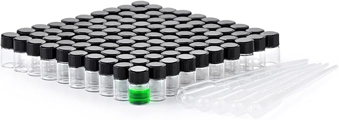 2ml Clear Small Glass Vials 100pcs with Screw Caps(100pcs)