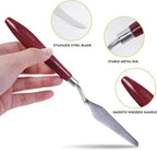 CONDA 5 Pcs Palette Knife Painting with 3 Plastic Scrapers, Stainless Steel Spatula Palette Knife Oil Paint Metal Knives Wood Handle