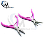 Professional Hair Extension & Beading Tool Kit Remove Plier Set for beads (4 Piece) I-Link Micro Ring Loop Needle Pulling Hook Threader Wire for Silicone Rings (Hot Pink)