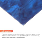 MECCANIXITY 2 Pcs Stained Glass Sheet Mosaic Tile 7.9 Inch x 5.9 Inch Dark Blue Stained Glass Sheets for Crafts DIY Art Project
