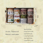 MAFELOE Decorative Vintage Washi Tapes Set 20 Rolls 2 Meters Long, Adhesive Scrapbook Junk Journaling Art Craft Collage Supplies-Forest Dream Series-Khaki (WT-M4-SLMJ)