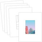 MBC Mat Board Center, 5 Pack 11x14 for 5x7 White Picture Mats Frame Mattes, Bevel Cut, Acid Free, 4-ply Thickness
