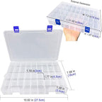 Qualsen Plastic Organizer Storage Box with Adjustable Dividers, Fishing Tackle Box and Bead Organizer Box for Jewelry, Beads, Earrings, Tools, Fishing Hooks, and Small Accessories（34 Grid）