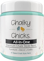 Chalky Chicks All-in-One Chalk Paint for Furniture or Cabinet - 8 Fl Oz - Matte Finish Riptide (Green Blue) for Metal, Wood Furniture Paint - No Sanding All-in-One for Home Decor & Crafts, USA Made