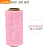 MECCANIXITY Waxed Thread,284 Yard 0.8mm 150D Flat Wax Thread Polyester Waxed String for Leather Sewing Hand Weaving Book Binding Home Decoration,Pink