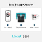 Likcut Vinyl Cutter Machine, Smart Sticker Maker Glee S501 for DIY Joy, Portable Cutting Tool for Crafting Beginner, Compact Design for Home & School Craft Projects, DIY Home Decor, Blue