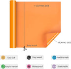 HTV Iron on Vinyl 12Inch by 25ft Roll HTV Heat Transfer Vinyl for T-Shirt HTV Vinyl Rolls for All Cutter Machine - Easy to Cut & Weed for Heat Vinyl Design (25ft, Orange)