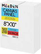 MEEDEN 24-Pack 100% Cotton Canvas Boards for Painting - 8x10'' Blank Canvas Panels for Oil & Acrylic Painting, Ready to Paint Art Supplies for Professional Artists, Students