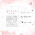 Bridal Shower Bingo, 25Pcs Prefilled Find The Guest Bingo Game Cards, Engagement Party Games for Guests, Pink Wedding Party Supplies - E17