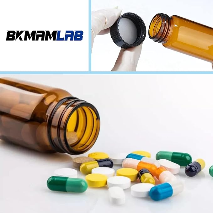 4ml Amber Small Glass Vials 100pcs with Screw Caps(100pcs)
