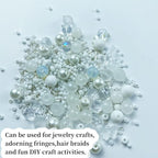 Assorted Glass Resin Beads Multi Size Colors Smooth Cracked Gravel Millet Spacer Beads for Bracelets Necklace Earring DIY Jewelry Making Craft (White Series)
