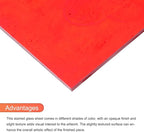 MECCANIXITY 2 Pcs Stained Glass Sheet Mosaic Tile 7.9 Inch x 5.9 Inch Red Stained Glass Sheets for Crafts DIY Art Project