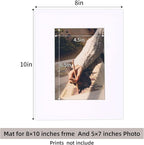 HOTUO 10 Pack Acid Free White Picture Frame Mats, Pre-Cut 8x10 Picture Mats with Ivory Core Bevel Cut for 5x7 Photo, Signature Friendly 4 Ply Thickness Photo Mat for Frames/Artwork/Prints/Pictures