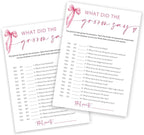 Wedding Shower Games Cards, What Did The Groom Say, Bridal Shower Games 25 Guests, Engagement Party Wedding Games for Guests, Pink Ribbon Bow Wedding Party Supplies - E12