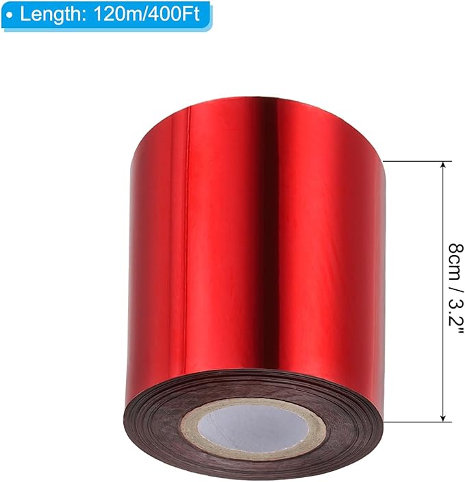 PATIKIL 3.2"x400Ft Hot Stamping Foil Paper,Heat Transfer Hot Stamping Paper Foil Roll for Leather DIY Logo Decor Craft Gift Card Package Scrapbook,Red