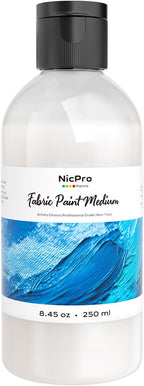 Nicpro Professional Effects Fabric Medium, 8.45oz Bottle Fabric Painting Acrylic Fluid Medium, Improves Acrylic Paint Adhesion to Fabrics, Textiles for Fabrics DIY Clothing, T-shirts, Shoes Jeans Bags