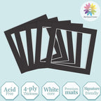 MBC Mat Board Center, 5 Pack 10x10 for 8x8 Black Picture Mats Frame Mattes, Bevel Cut, Acid Free, 4-ply Thickness